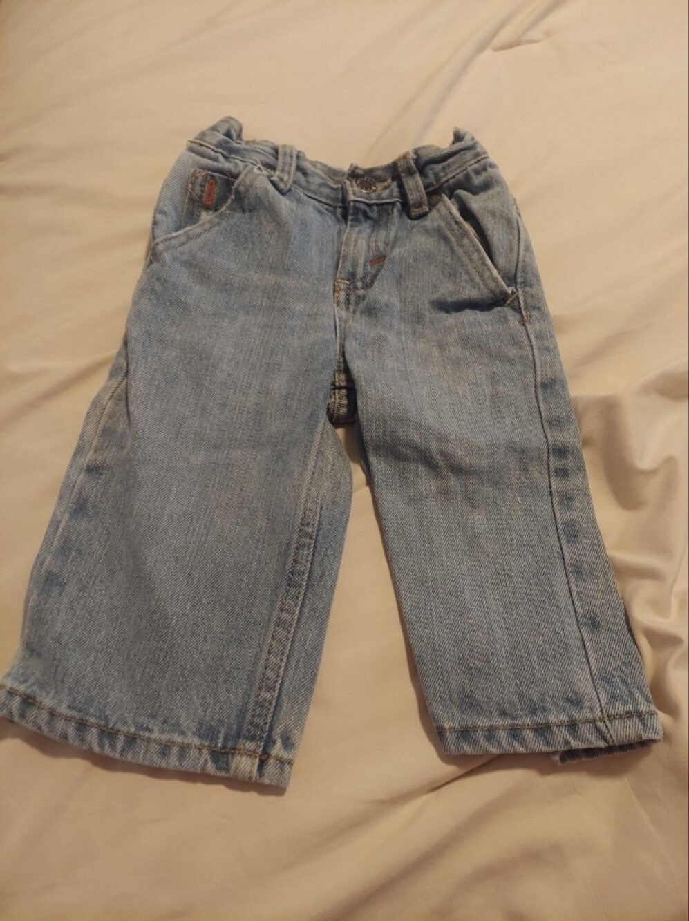 Genuine Kids OshKosh Baby Jeans Lot of 2 Size 12 Months Blue Denim Elastic Waist